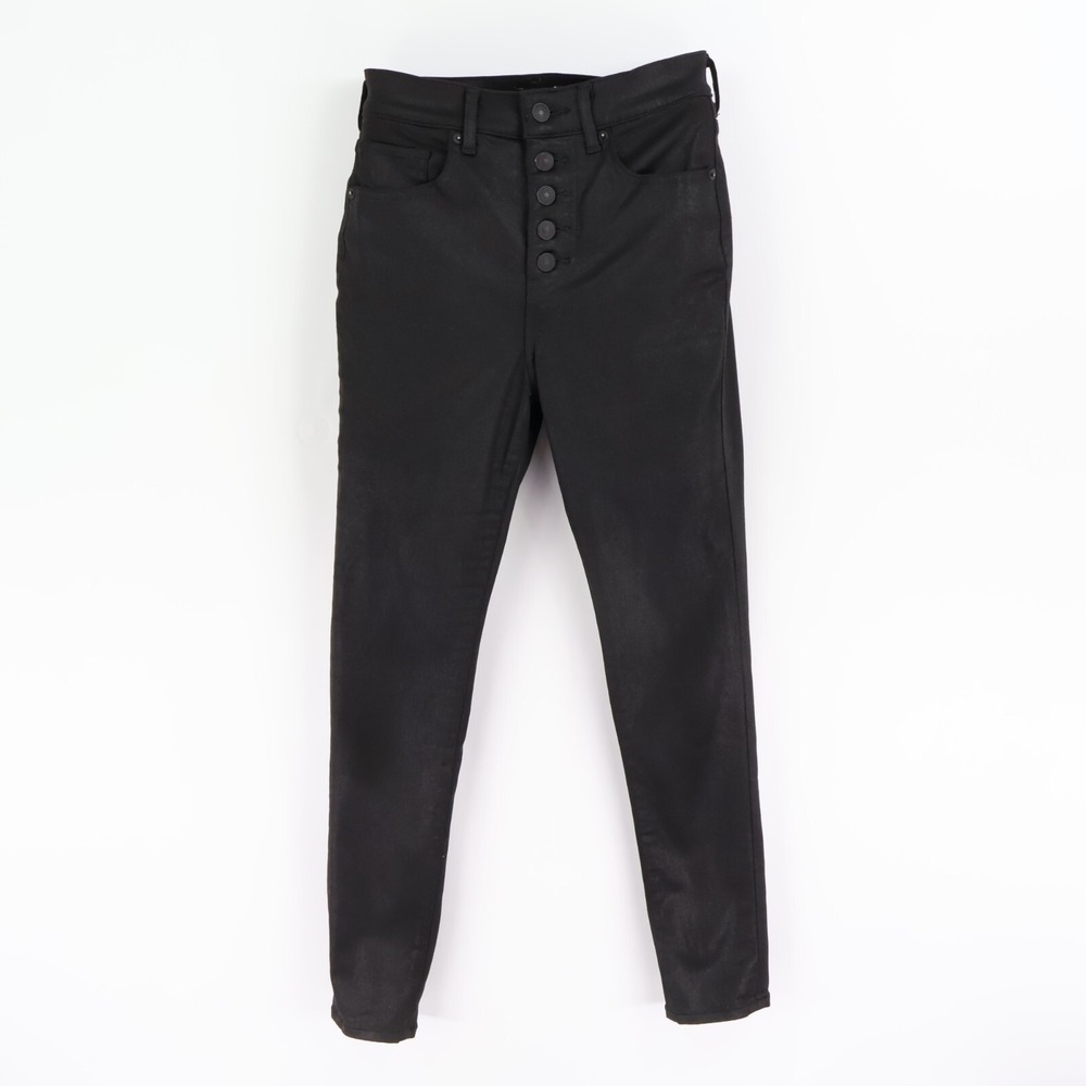 Express Skinny Jeans High Rise Womens 2 Black Denim Stretch Pockets Button Fly‎